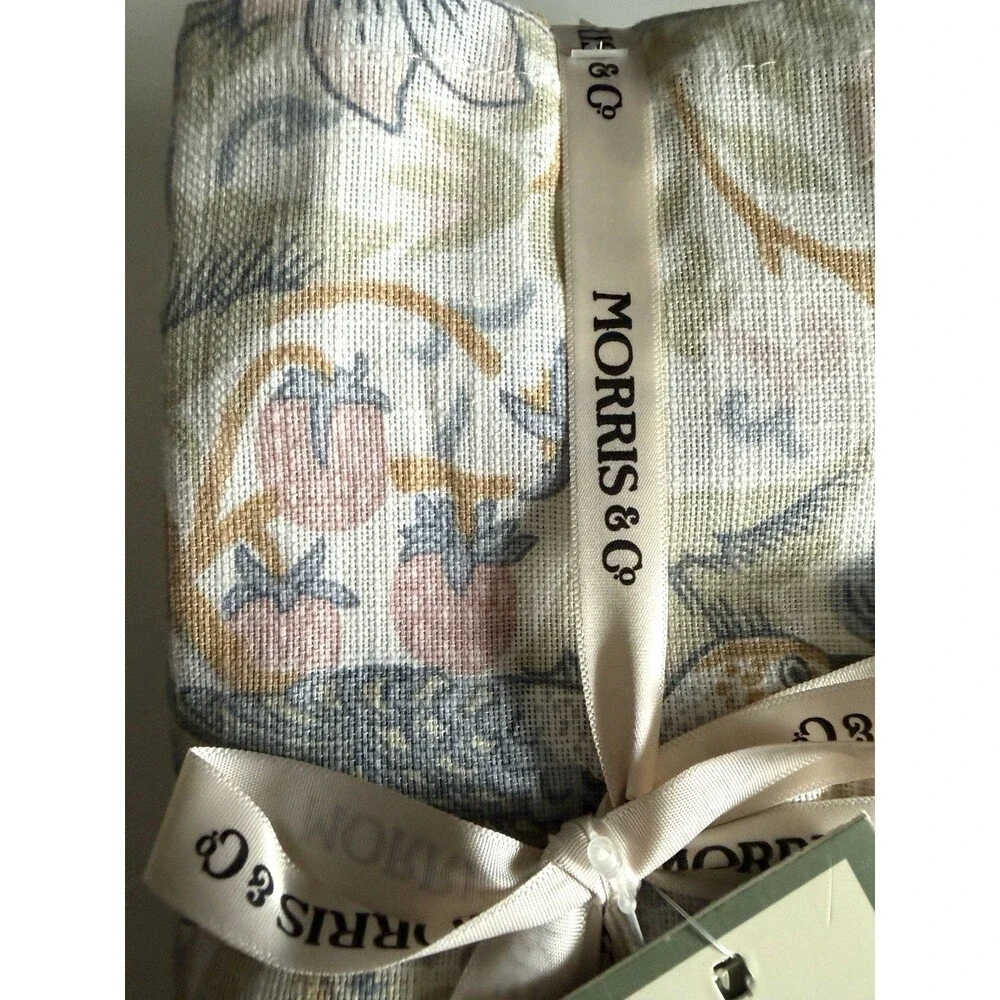 Morris & Co Dinner Fabric Napkins Strawberry Thief Floral Pink Green Set of 8